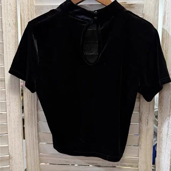 Disturbia Cameo Floral Flocked Mesh Velour High Neck Top 6 - Picture 5 of 6